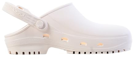 REPOSA Eco - Women's and Men's Clogs in Rubber Comfortable, Lightweight and Antishock for Home, Gardening and DIY – Women's Anatomical Flip Flops with Side Holes, Back Strap and Non-Slip Effect, white