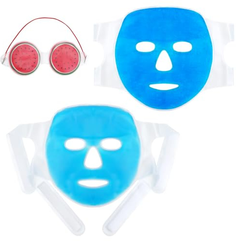 ZMDMAH Kühlmaske Gesicht Eismaske Kühlpads Gesicht Kühlende Gesichtsmaske Augenmaske Kühlend Beidseitig anwendbar Wärme und Kühl wiederverwendbare