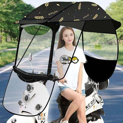 Universaler elektrischer Motorrad-Sonnenschutz - wasserdichter Regenschirm für Roller und Mobilitätsfahrzeuge, Schutzdach vor Sonne und Regen