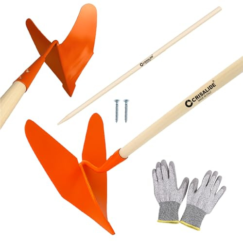 Crisalide® - Vomere Arancione Traccia Solchi In Metallo 27x30CM, COMPLETO DI MANICO In Legno 150CM, Indicato Per La Cura Dell'Orto E Del Giardino, Facile Da Utilizzare