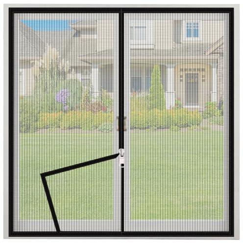 Fliegengitter Fenster mit Klettband & Zipper, Selbstklebender Insektenschutz Fenster, Fliegengitter Dachfenster Mückennetz, Robust Atmungsaktiv Moskitonetz Fenster Ohne Bohren (Schwarz, 130 * 150 cm)