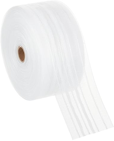 BENECREAT 25m/27 Yards Transparent Curtain Pleating Tape, 63mm/2-1/2 Inch White Nylon Curtain Drawstring for Home Decor Valances DIY Craft