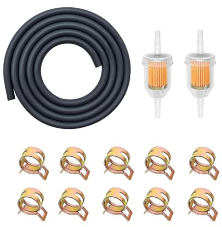 Luckwaii Benzinschlauch Set, 3 Meter Kraftstoffschlauch 5mm mit 2 Stück Benzinfilter Roller und 10 Schlauchschellen, Kraftstoffleitung Kraftstofffilter Schlauchschellen Set für kleine Motoren Auto LKW