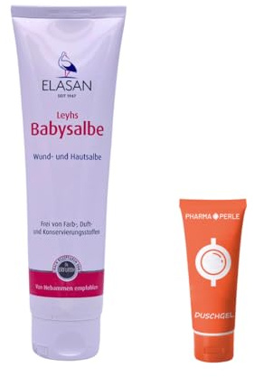 ELASAN Leyhs Babysalbe 1x 150 ml I Pflegende Hautsalbe für empfindliche Babyhaut im Windelbereich I Ohne Zink & Duftstoffe I Milde Pflegeformel mit Tonerde I Spar-Set plus Pharma Perle give-away