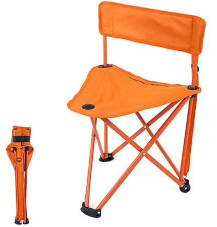 Sedia Mare Pieghevole Portatile, Sedia da Pesca Leggera con Schienale e Tracolla, Comoda e Semplice per Pesca, Escursionismo, Eventi All'aperto(Orange)