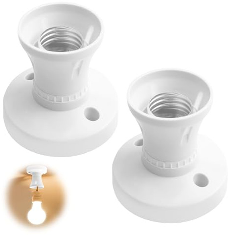 Aivane 2PCS E27 Lamp Base Socket Converter Replacement, Straight Type Light Bulb Socket Holder Adapter with Edison Screw Fitting for Ceiling Fans Pendant, Wall Lighting