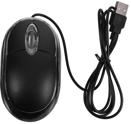 HEALSOPTHY Ratón Diseño Profesional USB con Cable Negro Alta Precisión con Rueda de Desplazamiento Ultra Precisa y Material ABS Resistente para Ordenador Portátil y Escritorio