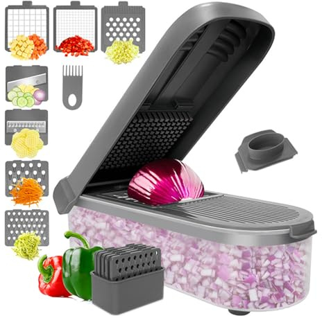 Picadora De De Acero Inoxidable - Cortador De Ensalada Antideslizante, Cortador De Verduras Con Hoja Afilada, Rebanador Multifuncional | Utensilio De Cocina Para Tomates, Pimientos, Pepinos, P