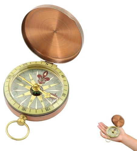 Metall Kompass,Tragbarer Outdoor-Kompass,Taschenuhr Herren,Messing Klappdeckel Compass,Klassischer Wasserdichter Marschkompass,Taschenkompass für Camping,Wandern,Rucksacktouren