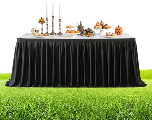 Faldón con volantes – Cubremesa decorativo plisado, disponible en 6ft/9ft/14ft | Decoración de mesa elegante para fiestas, bodas, banquetes, bautizos, festivales, celebraciones, baby shower, eventos