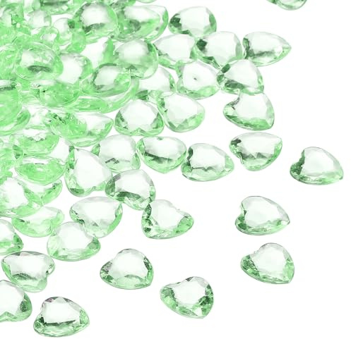 sourcing map 250 gemme in acrilico a forma di cuore, ornamenti a forma di cuore, pietre di cristallo decorazione per vasi, decorazione da spargere sulla tavola, per feste e matrimoni, colore: verde
