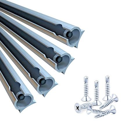 KEDER UK Campervan Awning C Rail Channel, Motorhome Caravan Van Attachment Track Anodised Aluminum with Pre-Drilled Holes - Stainless Steel Screws 4x120cm