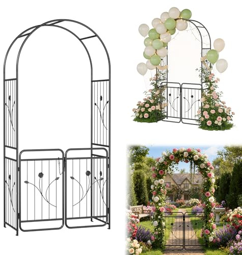 ACXIN Rosenbogen mit Tor 95x50x220 cm, Rankgitter Metall für Garten & Hochzeit, Hochwertiger Rankbogen mit Pulverbeschichtung, Pergola, Gartenbogen für Blumen & Kletterpflanzen-Typ A