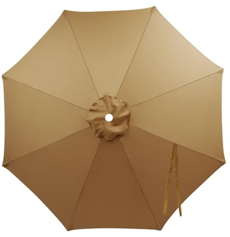 Toldo de Recambio Para Sombrilla 8 Varillas, Cubierta de Tela Impermeable Protección UV, 2m-4.0m Funda de Repuesto Resistente Para Patio Jardín Piscina, Solo Toldo(Khaki,3.30m/10.8ft)