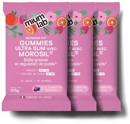 Mium Lab - Morosil Gummies - Formule concentrée Morosil® 400mg - Objectif minceur, brûle-graisse, gestion du poids - Extrait orange sanguine - Complément alimentaire - Eco-recharges 126 Gummies