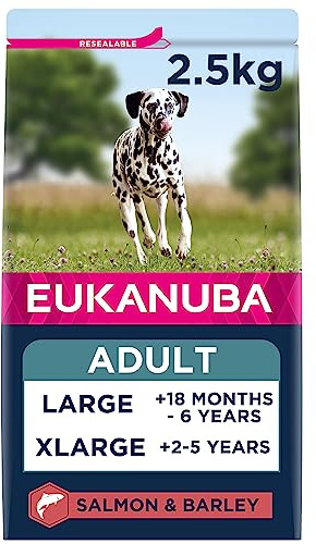 Eukanuba Hundefutter mit Lachs & Gerste für große Rassen - Trockenfutter für ausgewachsene Hunde, 2,5 kg