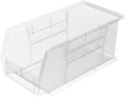 Akro-Mils 30230 AkroBins Plastic Storage Bins, Space-Saving Stackable Bins for Garage, Pantry, Craft Organization, 27,6 cm x 14 cm x 12,7 cm, Clear, 12-Pack