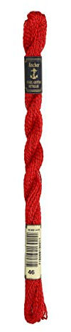 Anchor Stickgarne, 89% Baumwolle, 11% Metallised Polyester, rot, Stärke 5, 5 g, 4317005-00046