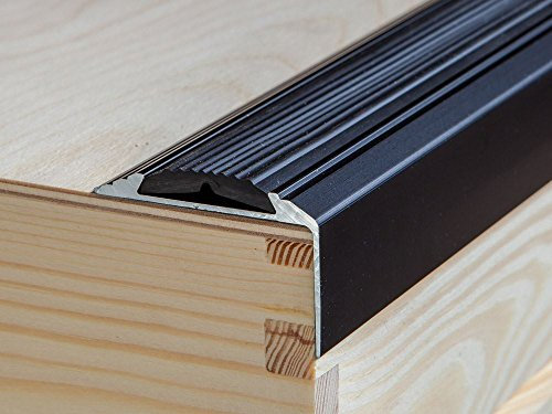 ANODISED Aluminium Anti Non Slip Stair Edge Nosing Trim 1200mm x 46mm x 30mm A38, Black