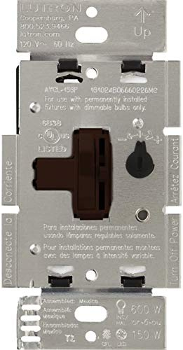 Lutron Ariadni/Toggler LED+ Dimmer Light Switch for Dimmable LED, Halogen and Incandescent Dimmer Switch, 150W, Single-Pole/3-Way, AYCL-153P-BR, Brown