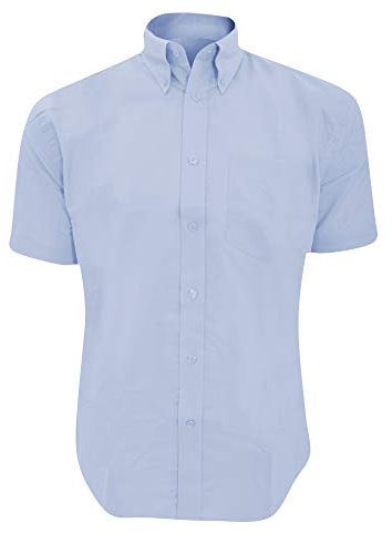 Kustom Kit Mens Workwear Oxford Short Sleeve Shirt (15inch) (Light Blue)