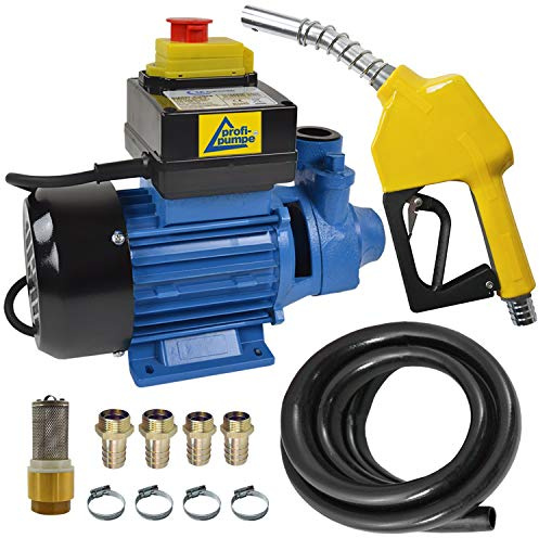 DIESELPUMPE HEIZÖLPUMPE Biodiesel KRAFTSTOFFPUMPE 230V DIESELPUMPE Bio-Diesel-PUMPE UMFÜLLPUMPE mit Dieselschlauch, Zapfpistole (Set Profi 600 mit Paket 2)