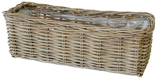 Klocke Pflanzgefäße Hochwertiger & Stabiler Pflanzkasten mit Folie - Natur Pflanzkorb Weide/Eckiger Weidenkorb/Blumenkorb - Naturbelassen - Innen & Außen (Groß: Länge 60cm)
