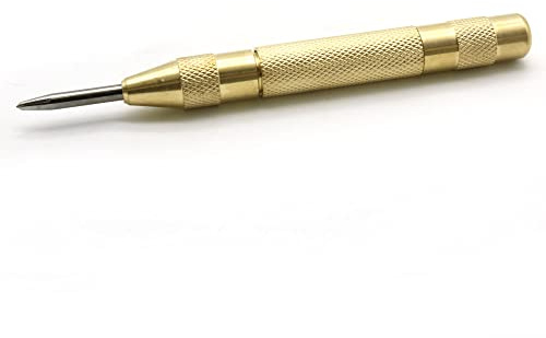 TEMO 5 Inch Premium Spring Loaded Center Punch, Adjustable Spring Loaded Center Hole Punch, Heavy Duty Steel Automatic Center Marker Punch Tool for Metal, Wood, Glass