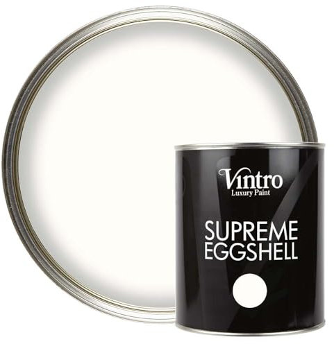 Vintro Paint | Satin Furniture Paint | White hint of grey | Wood | Trim | Metal | Eggshell Finish | 1 Litre (Pearl)