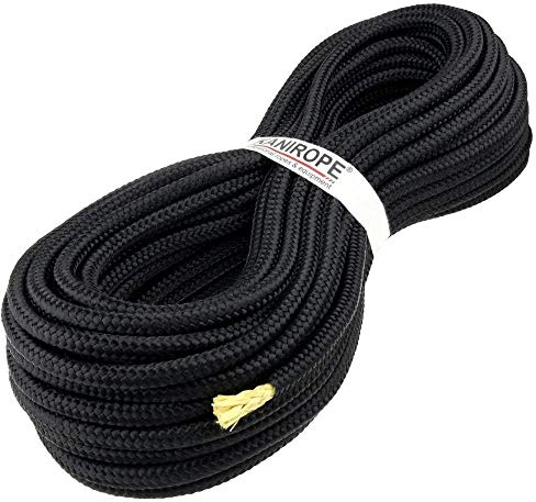 Kanirope® Polyesterseil mit Aramidkern Kevlarseil Seil PARABRAID 3mm 50m Schwarz geflochten