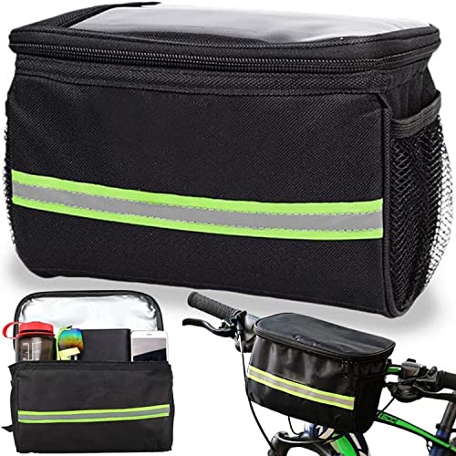Retoo Lenkertasche, Fahrradlenkertasche, Fahrradtasche, Netztasche, Radtasche, Fronttasche, Lenkerkorb, Handyhalterung, Lenker Tasche, Fahrrad-Frontrahmen-Tasche, Gepäckträgertasche, Schwarz