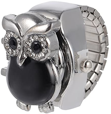 VILLCASE Retro Eulenmuster Fingeruhr Kreative Geschenkuhr Dekorative Kleine Ringuhr
