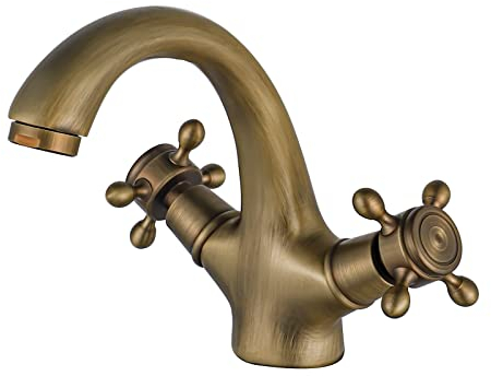 BOAOTX Robinet de salle de bain en laiton antique rétro avec double poignée