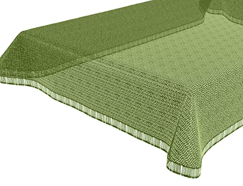 BEAUTEX Moa Weichschaum Tischdecke mit Fransen, Garten, Balkon, Terrasse, Camping - Oval 140x180 cm, Hellgrün