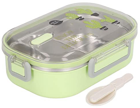 Qcwwy Lunchbox, Fach Tiffin Box Umweltfreundliche Lunchboxen für Erwachsene(Transparenter grüner Kaktus)