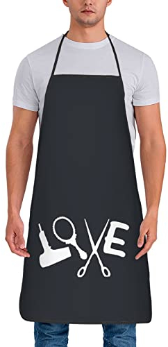 XVBCDFG Tablier de coiffeur unisexe avec ciseaux et peigne Noir, blanc, taille unique