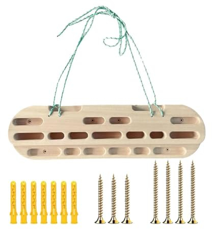 BOWTONG Hangboard für Klettern, Holz, Unterarmtrainer, Klettergriffausrüstung, Fingertraining, Fitness, hält Klettern, tragbare Hangboard-Halterung, Spannkletter-Hangboard-Ausrüstung