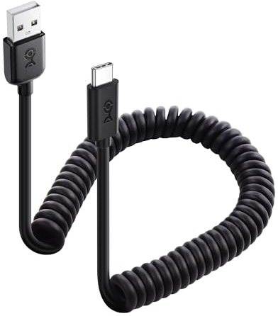 Cable Matters USB zu USB C Spiralkabel mit 3A/15W Schnellladung 0,3-, 1,2m | Apple CarPlay Kabel, Android Auto Kabel, Spiralkabel USB A zu USB C, iPhone 16 Pro Max, Galaxy S23, iPad