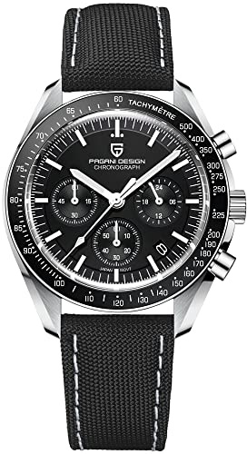 Pagani Design 1701 - Orologio da polso professionale da uomo, cronografo giapponese VK63, movimento al quarzo, luna, in acciaio inox, impermeabile fino a 100 m, casual, analogico, con data, Puntatore