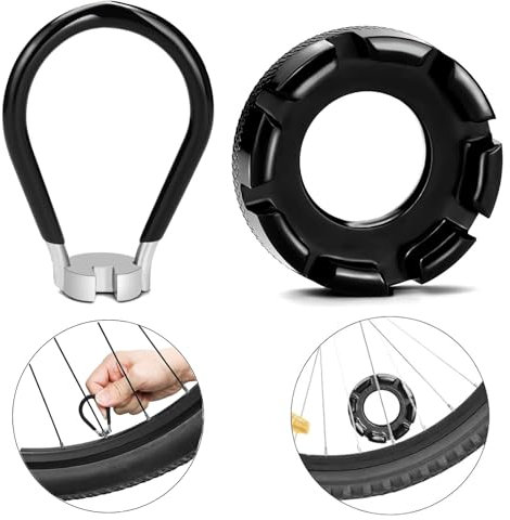 LightBeacon Fahrrad Speichenschlüssel, Nippelspanner Fahrrad, Speichenschlüssel Fahrrad aus Stahl, 6-Wege-Speichenschlüssel für Fahrräder, 10-15 Gauge Spoke Tool für Fahrrad