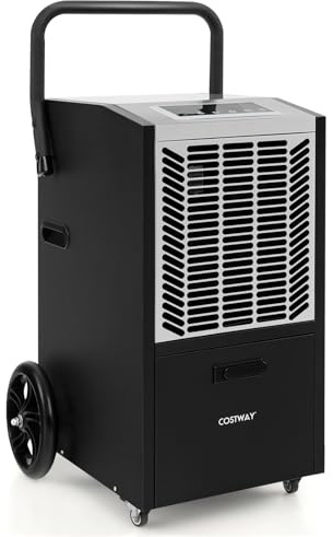 GYMAX Deumidificatore Commerciale da 66L per Casa 418m², Deumidificatore Industriale con Timer 24H, Pompa, Tubo, Portatile con 4 Ruote per Cantina, Magazzino (Bianco)