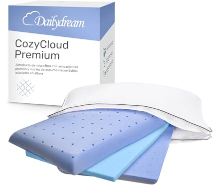 Dailydream Premium Mikrofaserkissen mit höhenverstellbarem Memoryfoam Kern, 65 x 45cm