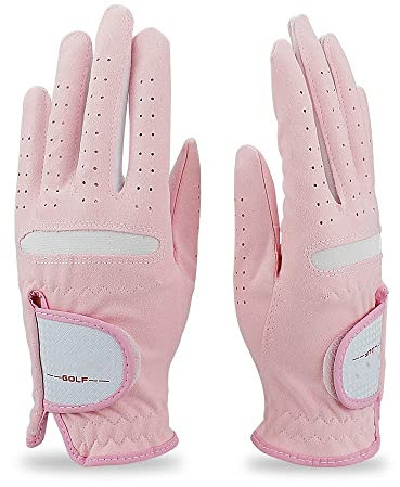 ZiYouao Golfhandschuhe Pack 1 Paar Frauen Golfhandschuhe Pink Micro Weichfaser Atmungsaktive rutschfeste Linke und rechte Hand Sporthandschuhe Frauen Golfhandschuhe Damen(21 X-Large)