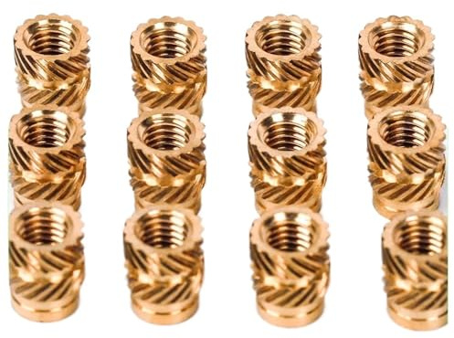 LPHFDCS Gewindeeinsatz 100/10 PCS Hot Melt Rändelgewinde Messing Einsatzmutter M1/M1.2/M1.4/M2/M2.5/M3/M4/M5/M6/M8 Innengewinde Einbettungseinsätze Einschraubmutter(Length 4.5mm,M2.5(OD 4mm) 50pcs)