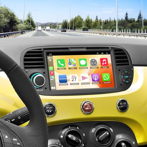 Android 13 Fiat 500 Car Radio 2007-2015, 7-Inch IPS Head Unit Car Radio with Wireless CarPlay & Android Auto, 2+32GB, GPS Voice Control Bluetooth 5.2 FM Radio WiFi SWC & Backup Camera Mic Support