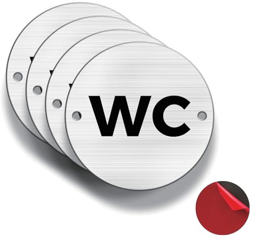 FloraVigo Panneaux de toilettes, 4 pièces, φ85 mm, aluminium brossé, épaisseur 3 mm, intérieur/extérieur, avec autocollants et trous (WC)