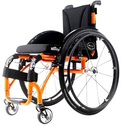 Silla de ruedas ultraligera portátil plegable con reposapiés ajustable y altura del asiento