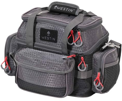 Westin W4 Lure Bag Plus 4 Boxes Small Titanium Black - Angeltasche, Kunstködertasche, Tasche für Kunstköder, Köderbox, Ködertasche zum Spinnfischen
