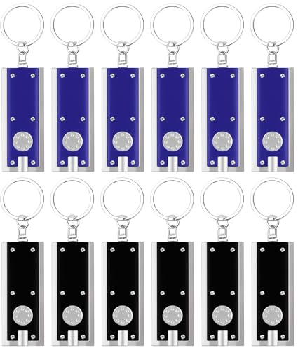 Flintronic Mini Lampe de Poche Porte-Clés, Lot de 12 Lampe Torche LED Portable, Petite Porte-Clés Torcheen Aluminium,avec 12 Piles AAA, pour Extérieur, Camping, Randonnée, Urgences, Coupure de Courant