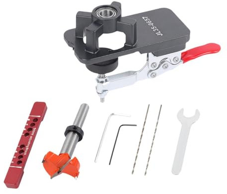MagiDeal Gabarit de charnière de porte 35 mm Ouvre-trou de charnière pour menuiserie Perceuse de panneau de porte d'armoire haute efficacité Guide de charnière